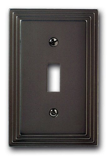Amerelle Steps Single Toggle Cast Metal Wallplate In Satin Nickel